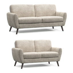 Furnishings For Less UK Matlock Boucle Linen Fabric Curved Arm Sofa Suite 3 + 2 Sofas - thumbnail 1