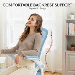 Blue Ergonomic Office Chair With Flip-Up Armrests & Lumbar Support - thumbnail 5