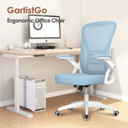 Blue Ergonomic Office Chair With Flip-Up Armrests & Lumbar Support - thumbnail 3