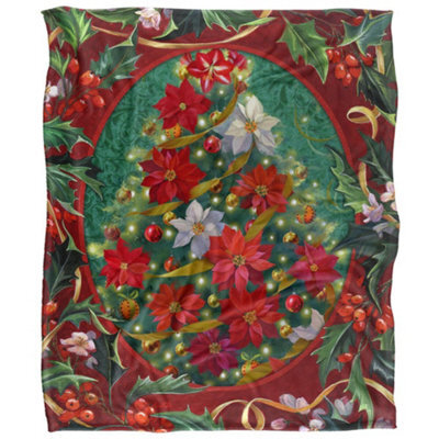 Jq Licensing Spirit Of Christmas Silky Poinsettia Supersoft Blanket Multicoloured (152Cm X 127Cm) - image 1