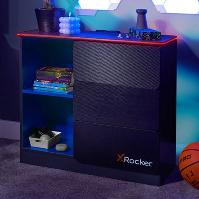 X Rocker Carbon-Tek Led Chest Of 3 Drawers - Grey / Blue Rgb - image 1