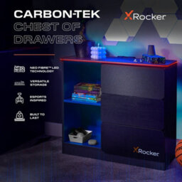 X Rocker Carbon-Tek Led Chest Of 3 Drawers - Grey / Blue Rgb - thumbnail 2