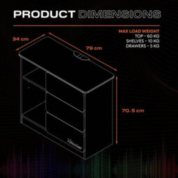 X Rocker Carbon-Tek Led Chest Of 3 Drawers - Grey / Blue Rgb - thumbnail 8