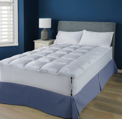 Double Mattress Topper With Skirt Hypoallergenic Bounce Back Fibre, 40Cm Fit, Machine Washable - image 1