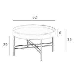 Angel Cerda Stylish Round Coffee Table In Leatherette And Walnut With Black Steel Legs - thumbnail 7