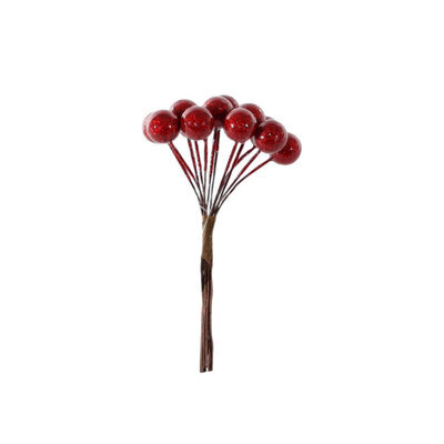 Red Shiny Mini Berry Bunch Pick
