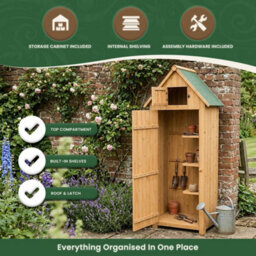 Outdoor Brighton Garden Wooden Storage Cabinet Or Tool Shed In Natural - thumbnail 7