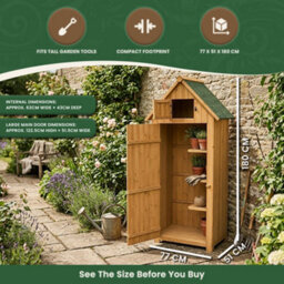 Outdoor Brighton Garden Wooden Storage Cabinet Or Tool Shed In Natural - thumbnail 6