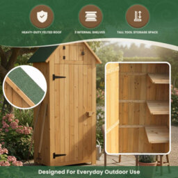 Outdoor Brighton Garden Wooden Storage Cabinet Or Tool Shed In Natural - thumbnail 5