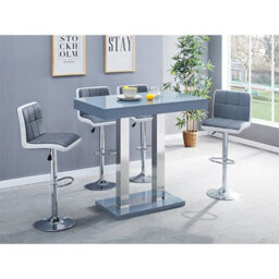 Furniture in Fashion Caprice Grey High Gloss Bar Table 4 Copez Grey White Stools - thumbnail 1