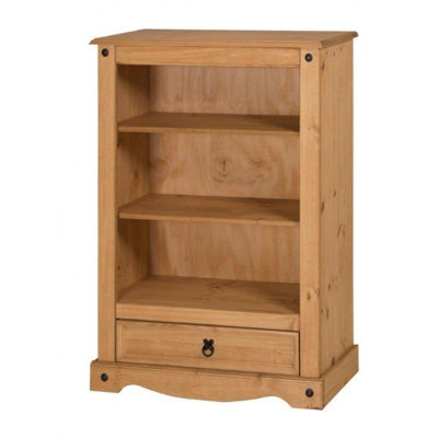 Mercers Furniture Corona 1 Drawer Bookcase Display Storage Solid Wood Pine Wooden Shelves Shelving With Mexican Styling - image 1