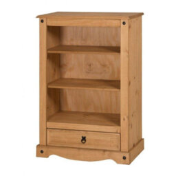 Mercers Furniture Corona 1 Drawer Bookcase Display Storage Solid Wood Pine Wooden Shelves Shelving With Mexican Styling - thumbnail 1