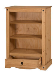 Mercers Furniture Corona 1 Drawer Bookcase Display Storage Solid Wood Pine Wooden Shelves Shelving With Mexican Styling - thumbnail 5