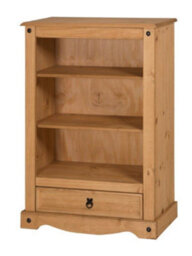 Mercers Furniture Corona 1 Drawer Bookcase Display Storage Solid Wood Pine Wooden Shelves Shelving With Mexican Styling - thumbnail 4