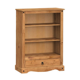 Mercers Furniture Corona 1 Drawer Bookcase Display Storage Solid Wood Pine Wooden Shelves Shelving With Mexican Styling - thumbnail 3