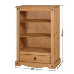 Mercers Furniture Corona 1 Drawer Bookcase Display Storage Solid Wood Pine Wooden Shelves Shelving With Mexican Styling - thumbnail 7