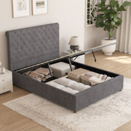 Aspire Taylor Ottoman Bed Frame, Plush Velvet Steel, Small Double - thumbnail 6
