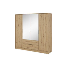 Arte Rustic Oak Artisan Kelly Wardrobe: 206Cm Of Mirrored Charm For Spacious Interiors - thumbnail 2