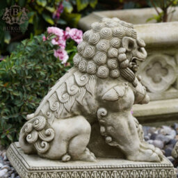 Burgess Pair Of Foo Dog Stone Statues Oriental Lion Outdoor Garden Ornament Buddha Sculpture - thumbnail 5