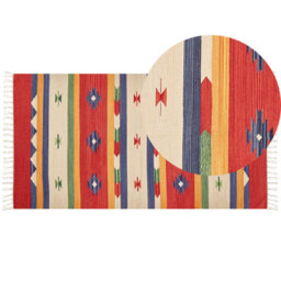 Beliani Rug Alapars Multicolour 80 X 150 Cm Cotton Kilim - thumbnail 1