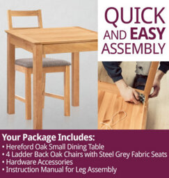 Hallowood Furniture Hereford Small Dining Table With 4 Ladder Back Oak Chairs (Grey Seat) - thumbnail 7