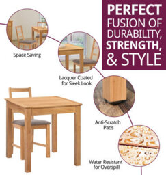 Hallowood Furniture Hereford Small Dining Table With 4 Ladder Back Oak Chairs (Grey Seat) - thumbnail 2