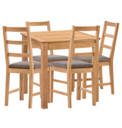 Hallowood Furniture Hereford Small Dining Table With 4 Ladder Back Oak Chairs (Grey Seat) - thumbnail 8