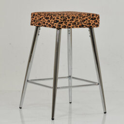 Lakeland Furniture Swan Leopard Fabric Chrome Fixed Leg Base Bar Stool - thumbnail 4