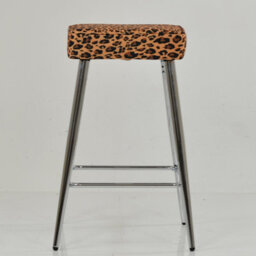 Lakeland Furniture Swan Leopard Fabric Chrome Fixed Leg Base Bar Stool - thumbnail 3