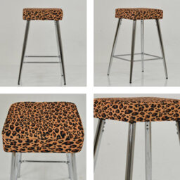 Lakeland Furniture Swan Leopard Fabric Chrome Fixed Leg Base Bar Stool - thumbnail 2