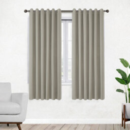Bedlooms Mink Linen Curtain 100% Blackout Thermal Insulated Eyelet Curtain (Pair) 46 X 54 Inches With Tie Back Two