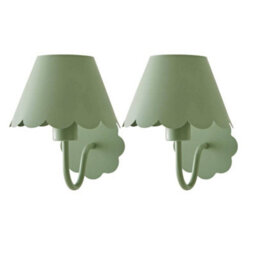 Valuelights Hattie Pair Of Green Scallop Rechargeable Wall Lights - thumbnail 1