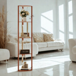 Modern Dimmable Floor Lamp For Living Room With 5 Shelves Brown - thumbnail 3