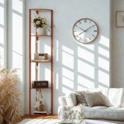 Modern Dimmable Floor Lamp For Living Room With 5 Shelves Brown