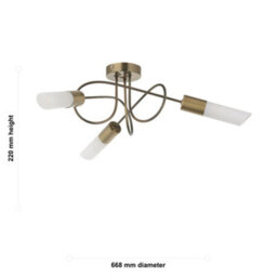 First Choice Lighting Set Of 2 Joshi - Antique Brass Semi Flush Ceiling Lights - thumbnail 8
