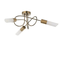 First Choice Lighting Set Of 2 Joshi - Antique Brass Semi Flush Ceiling Lights - thumbnail 2