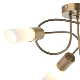 First Choice Lighting Set Of 2 Joshi - Antique Brass Semi Flush Ceiling Lights - thumbnail 5