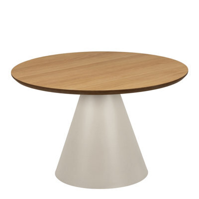 Furniture To Go Soli Low Round Coffee Table In Oak/grey 65X43Cm - image 1