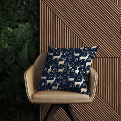 Warren Reed Designer Reindeer, Whimsical, Illustration Pattern Outdoor Cushion 60Cm X 60Cm