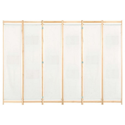 Berkfield Stylish 6-Panel Room Divider Cream 240X170X4 Cm Fabric - image 1