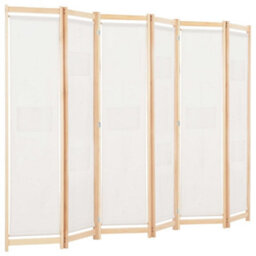 Berkfield Stylish 6-Panel Room Divider Cream 240X170X4 Cm Fabric - thumbnail 3