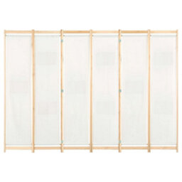 Berkfield Stylish 6-Panel Room Divider Cream 240X170X4 Cm Fabric