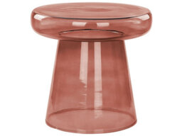 Beliani Red Glass Side Table 39Cm Diameter Tinted Transparent Accent End Table For Living Room And Bedroom - thumbnail 1