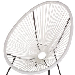 Beliani White Pe Rattan Papasan Garden Chairs Two-Piece Modern Round Indoor Outdoor Lounge Set - thumbnail 6