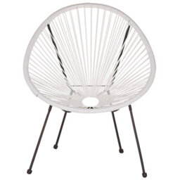 Beliani White Pe Rattan Papasan Garden Chairs Two-Piece Modern Round Indoor Outdoor Lounge Set - thumbnail 2