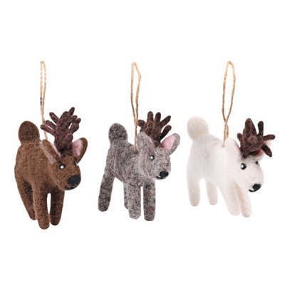 Garden Trading Christmas Tree Decoration: 3 X Felt Reindeer
