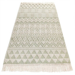 Ivory Geometric Kilim Luxurious Modern Easy To Clean Rug For Dining Room Bed Room And Living Room-120Cm X 170Cm - thumbnail 7