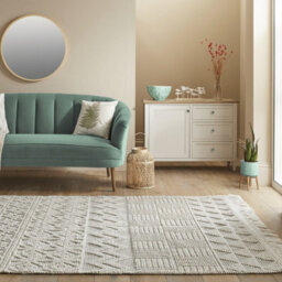 Ivory Geometric Kilim Luxurious Modern Easy To Clean Rug For Dining Room Bed Room And Living Room-120Cm X 170Cm - thumbnail 1