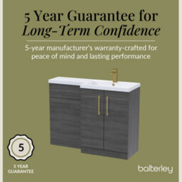 Balterley Right-Hand Bathroom Vanity And Wc Unit Combination, Basin - 1100mm - Woodgrain Anthracite, Brushed Brass Handles - thumbnail 6