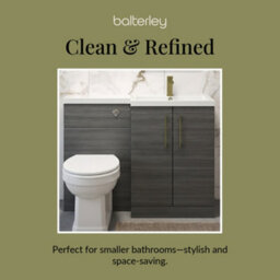 Balterley Right-Hand Bathroom Vanity And Wc Unit Combination, Basin - 1100mm - Woodgrain Anthracite, Brushed Brass Handles - thumbnail 7
